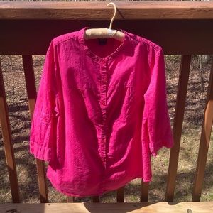 Basic Editions pink cotton blouse